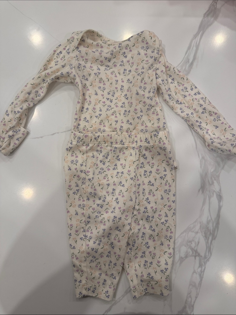 Carter's Cream Floral Long-Sleeve Romper